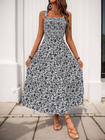 Floral Print A-Line Midi Dress