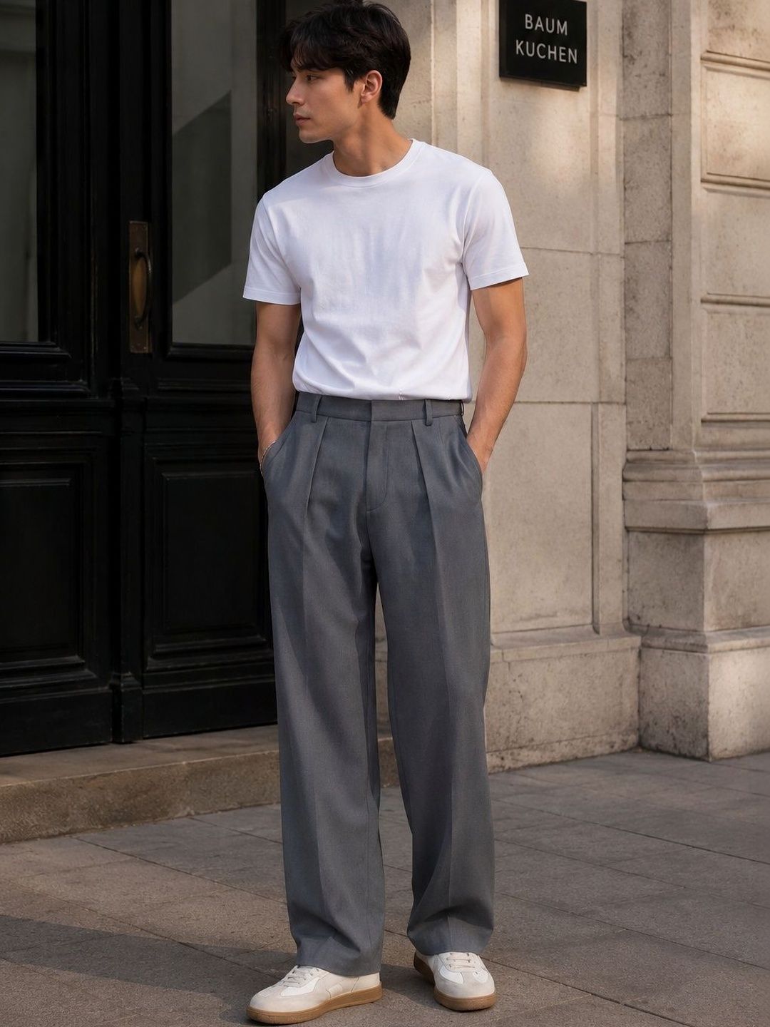 Men Relaxed Pleated Trousers