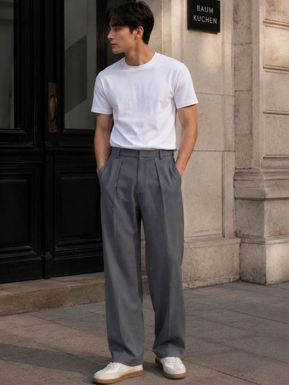 Men Relaxed Pleated Trousers