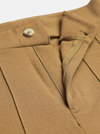 Women High-Rise Solid Regular Fit Formal Trousers