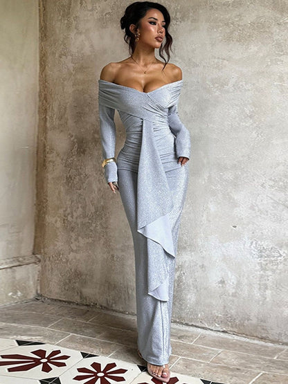 Off-Shoulder Bodycon Maxi Dress
