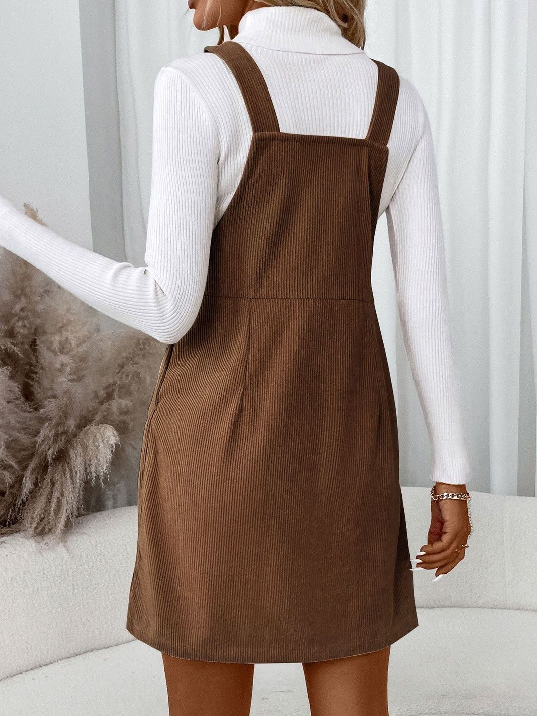 Women's Brown Stylish Corduroy Dress