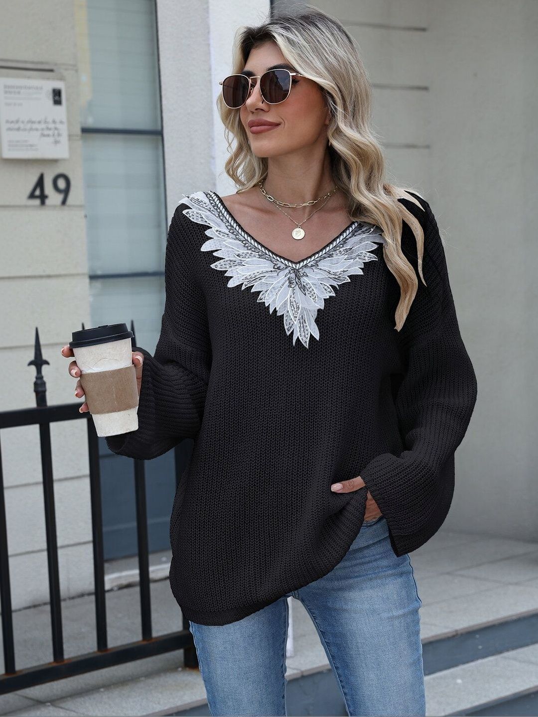 Women Embroidered Pullover with Embroidered Detail
