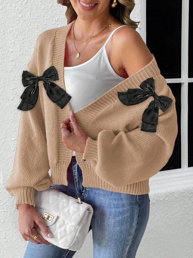 Crop Cardigan in Beige acrylic - Nowi Korean Fashion