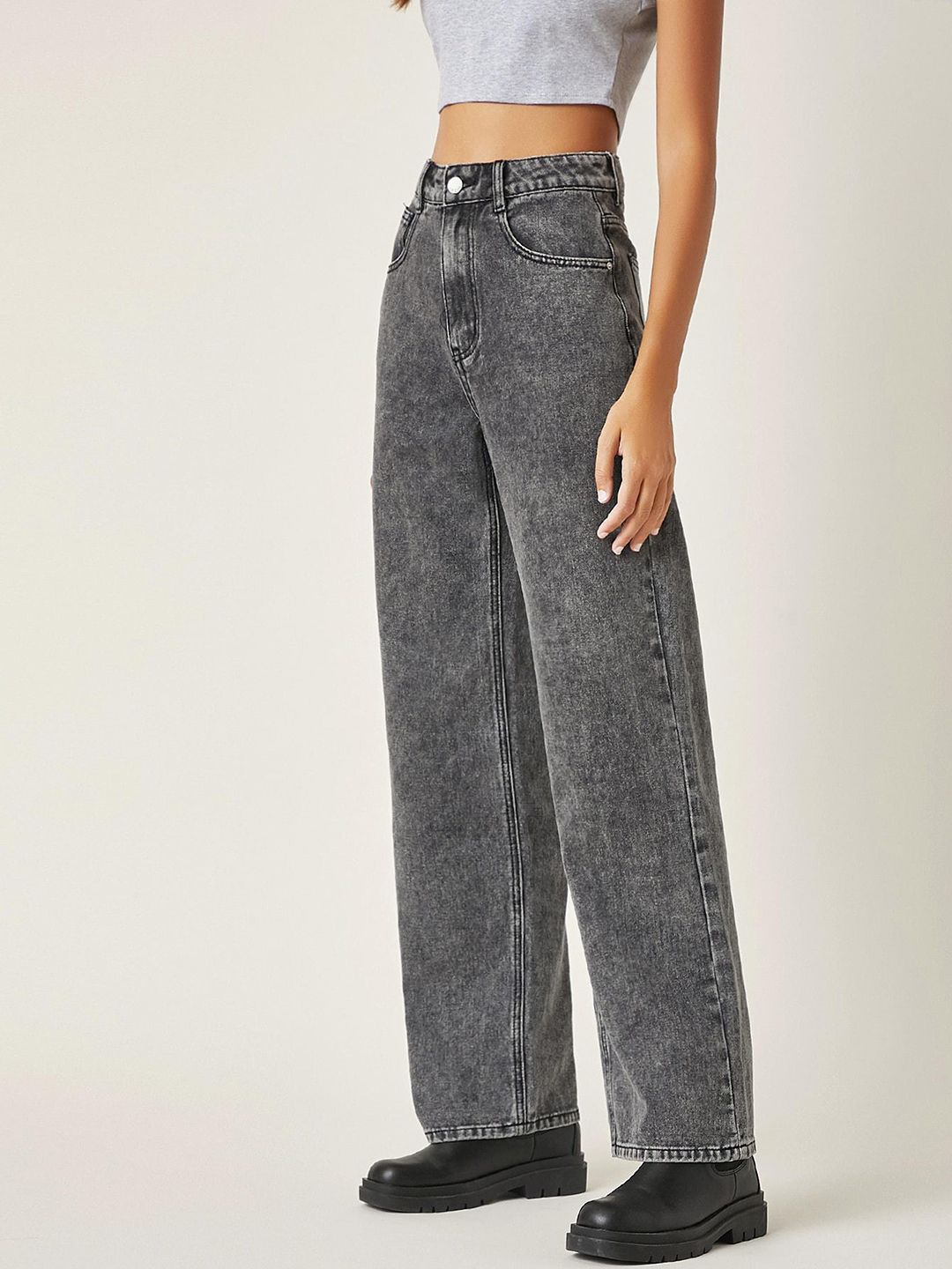 NOWI Women Straight Fit High-Rise Light Fade Stretchable Cotton Jeans