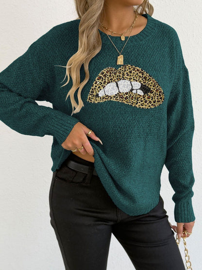 Women Animal Printed Pullover with Embellished Detail