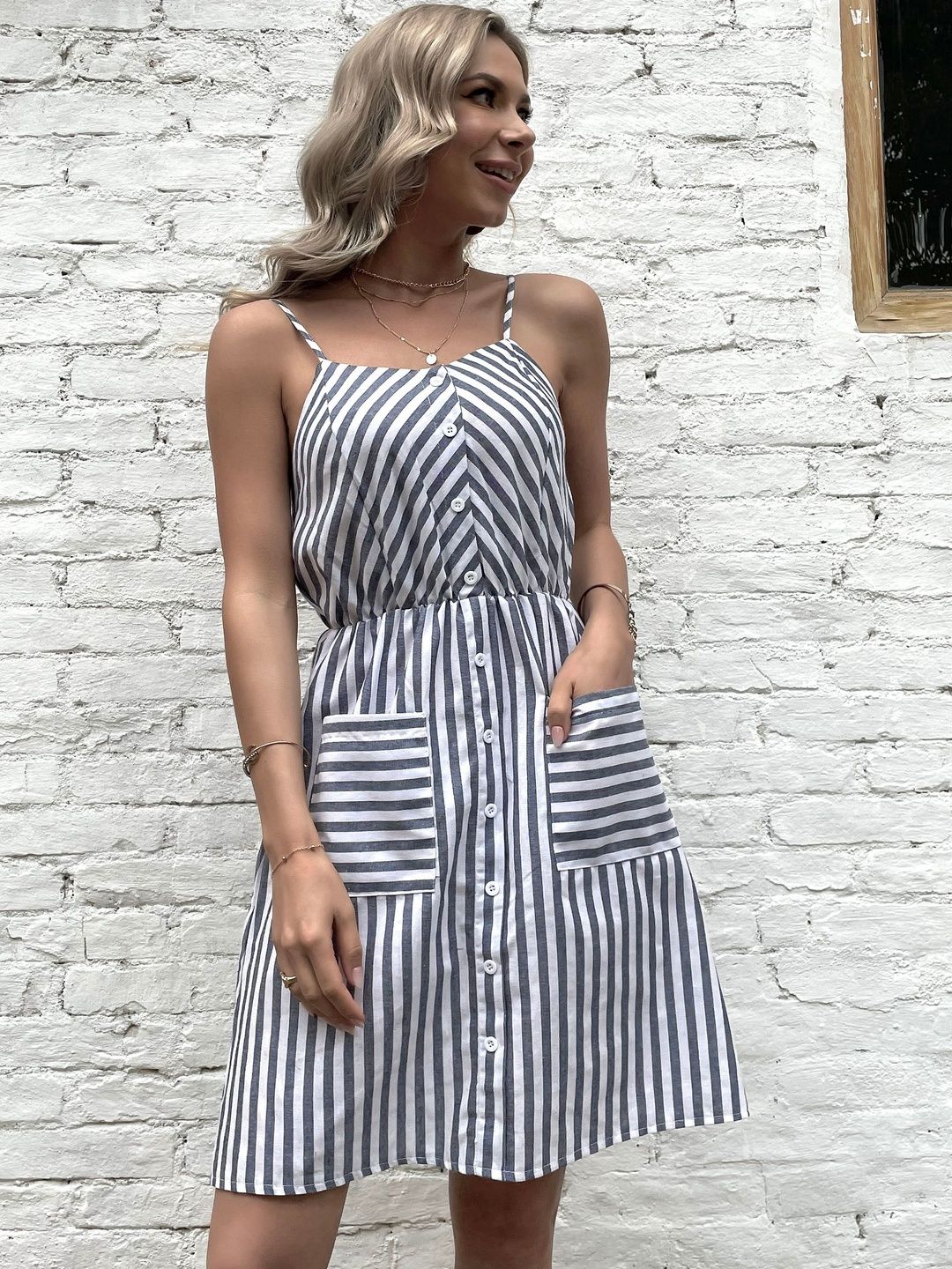 Striped Fit & Flare Dress