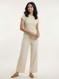 Women Straight Fit High-Rise Pleated Trousers