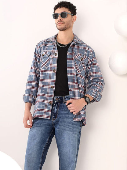 Checked Spread Collar Shackets