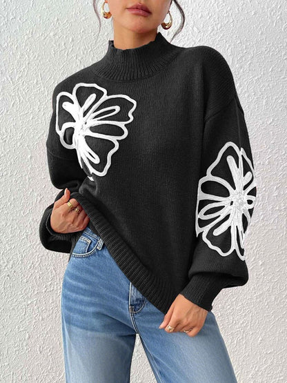 Women Floral Pullover with Embroidered Detail