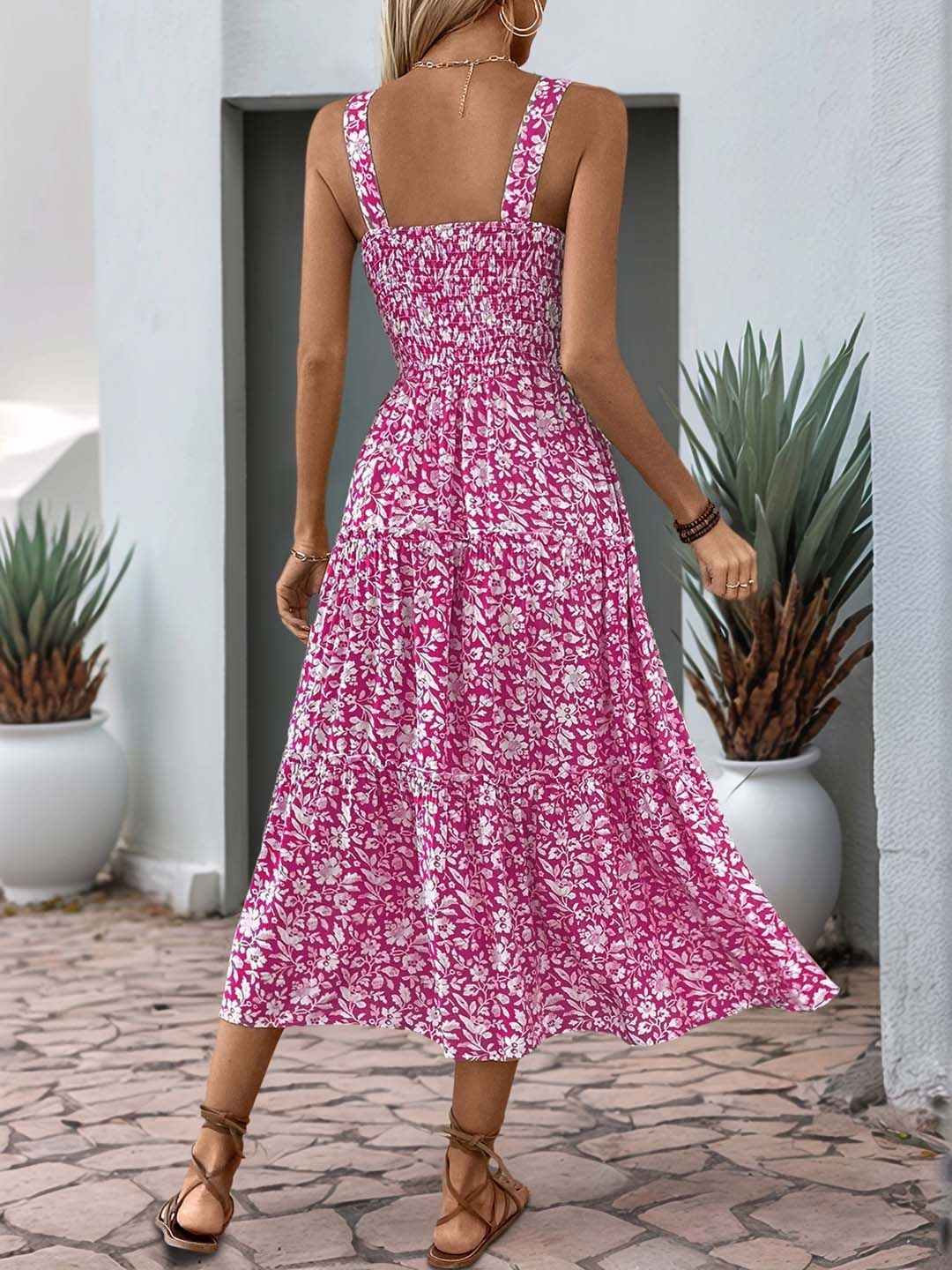 Floral Print A-Line Midi Dress