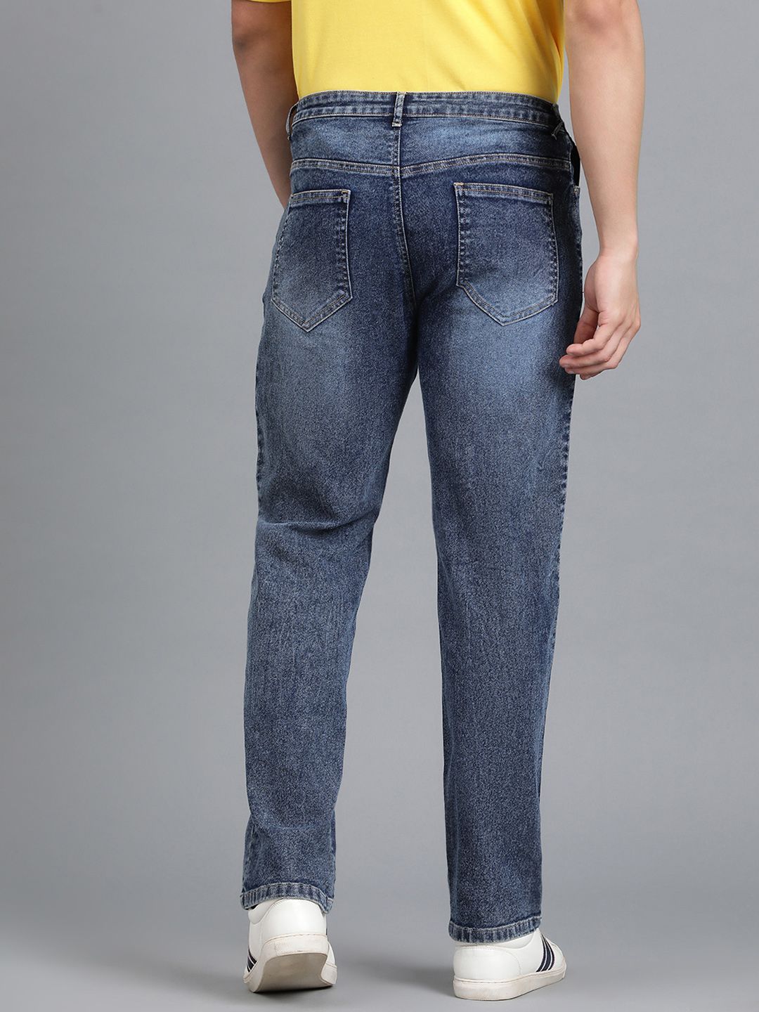 Men Straight Fit Mid-Rise Light Fade Clean Look Cotton Jeans