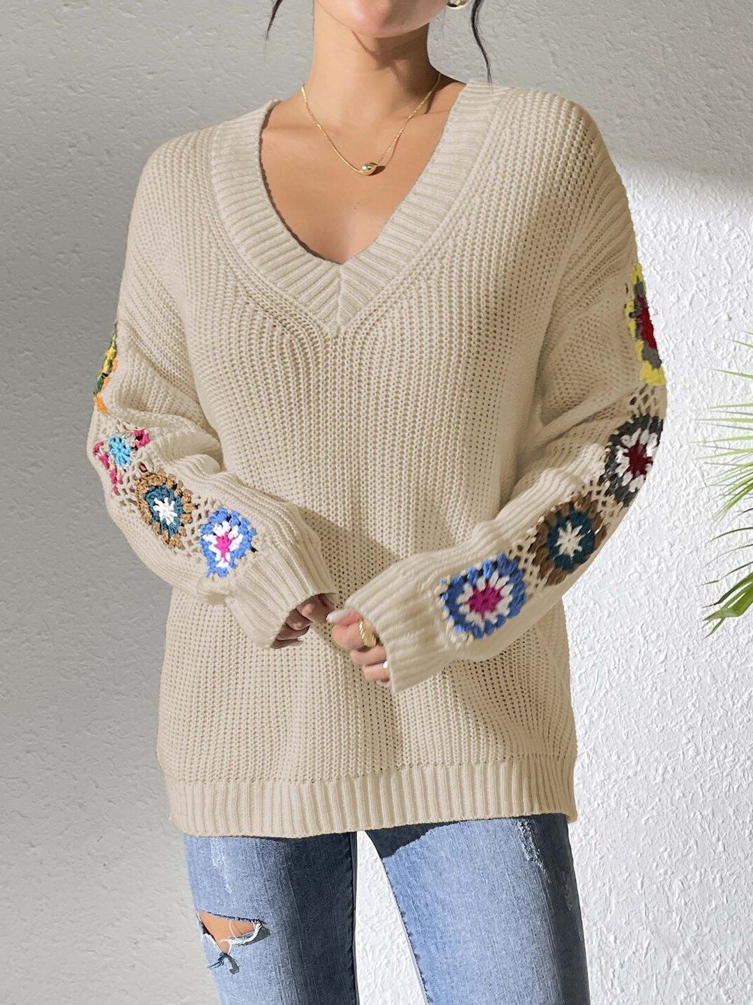 Women Colourblocked Ribbed Pullover