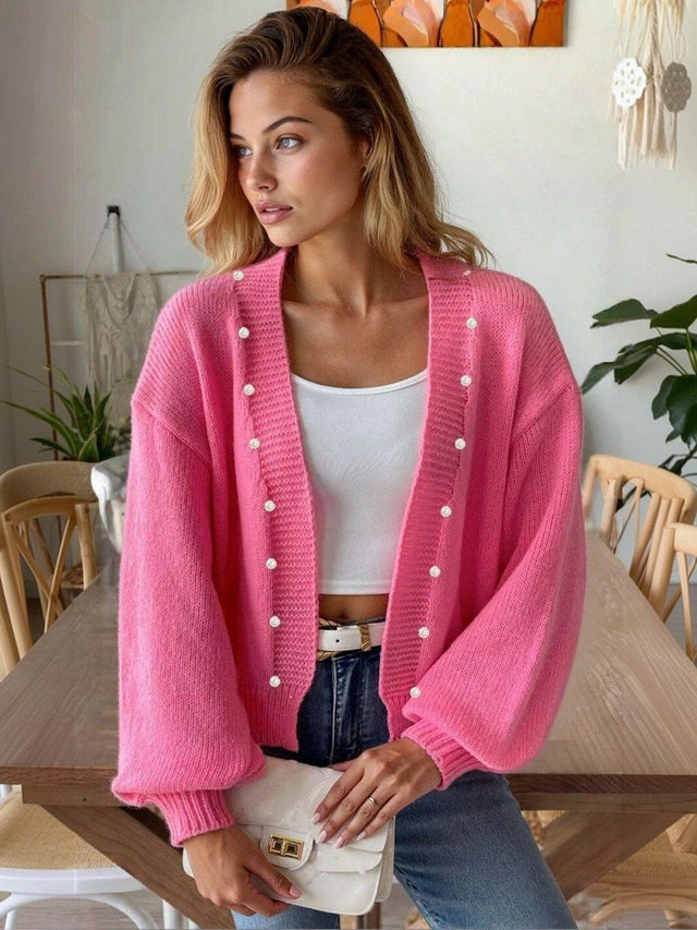 Cardigan in Pink acrylic - Nowi Korean Fashion