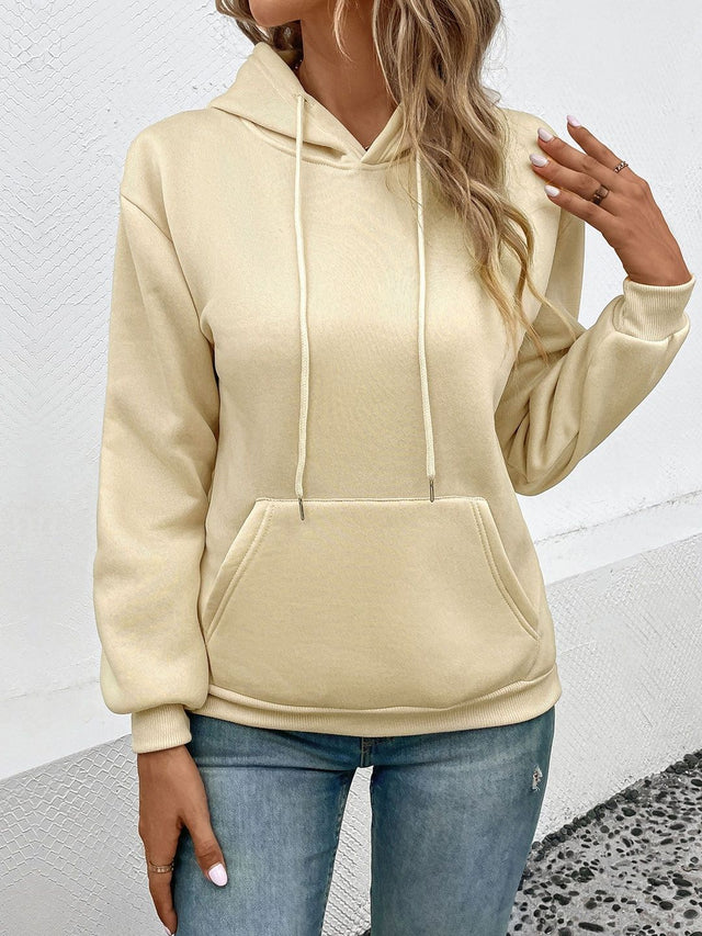 Hooded Sweatshirt in Beige Cotton - Nowi Korean Fashion