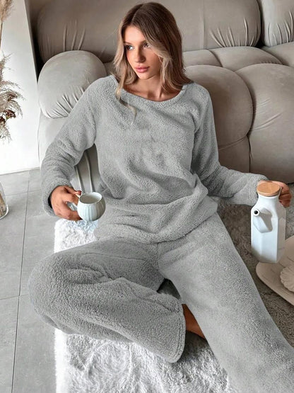 Round Neck Long Sleeves Night Suit