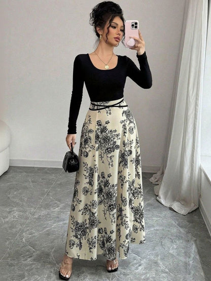 Floral Print A-Line Maxi Dress