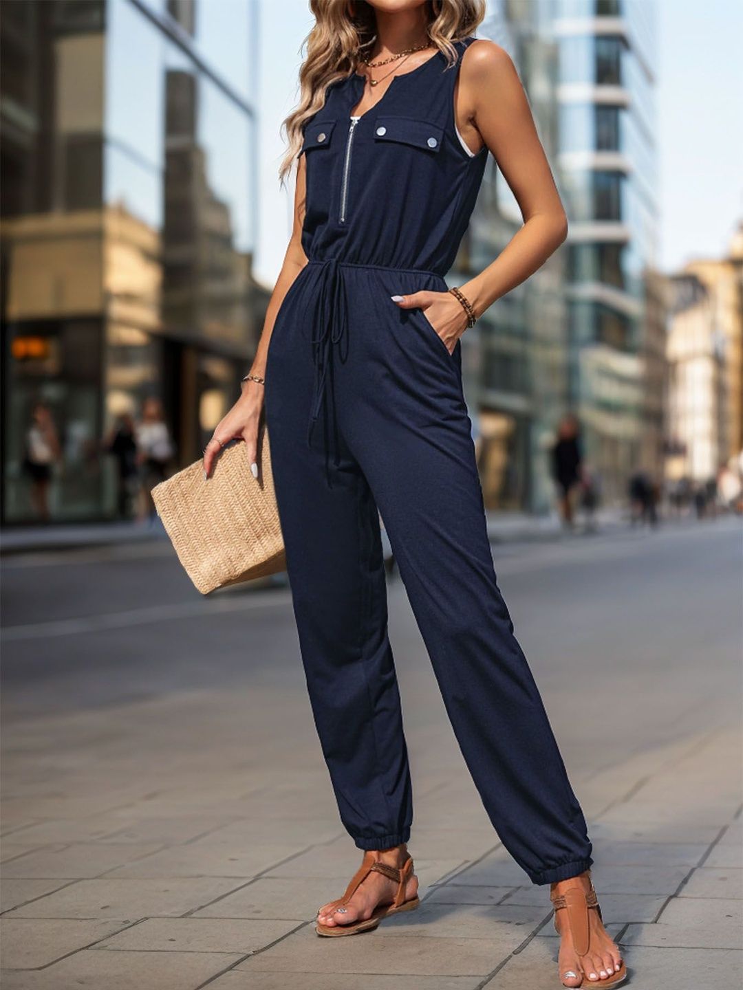 Shawl Neck Basic Jumpsuit