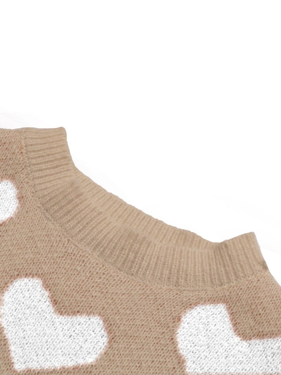 Women's Beige Printed Pullover With Fuzzy Detail
