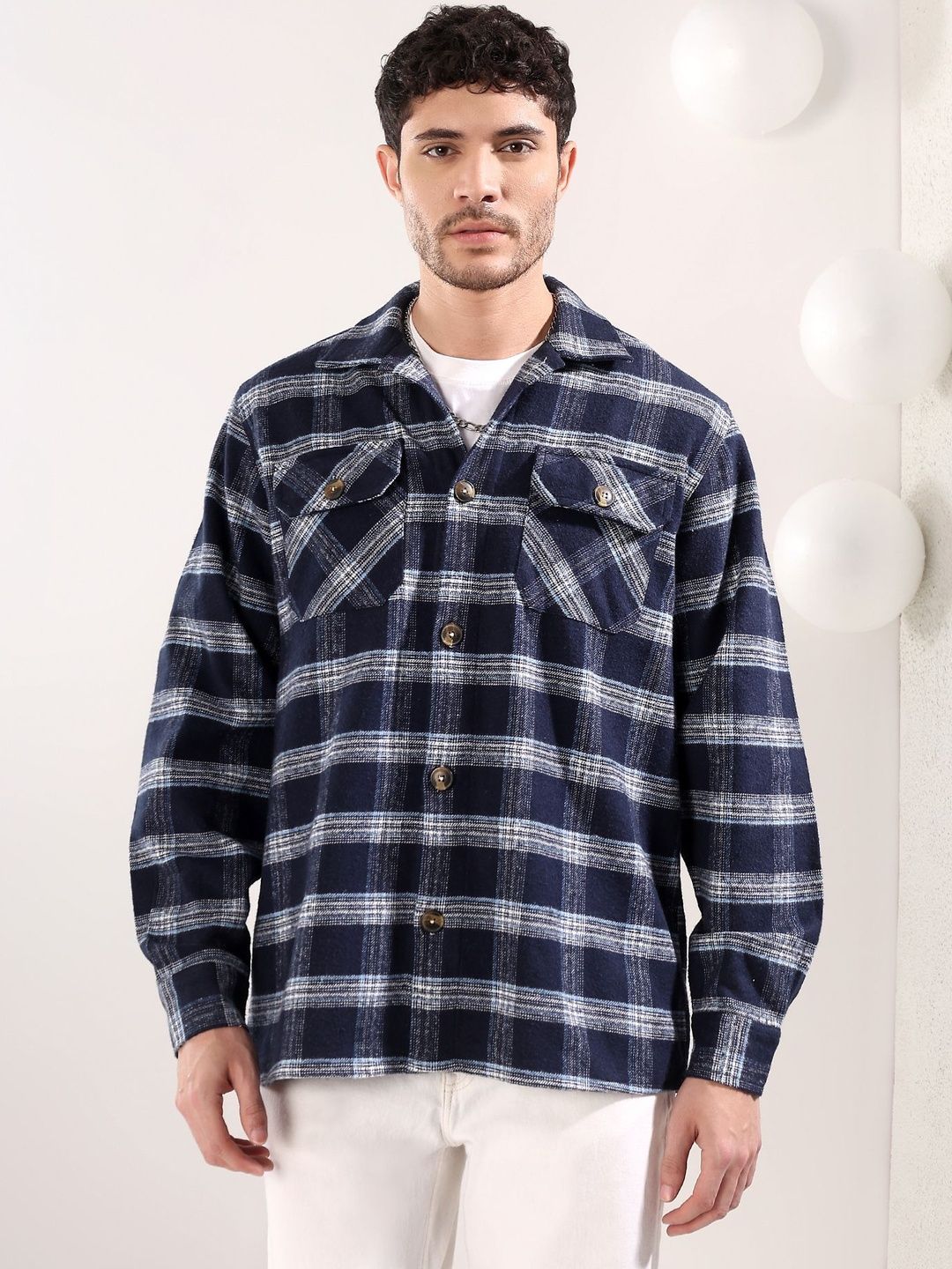 NOWI Men Tartan Checks Checked Casual Shirt