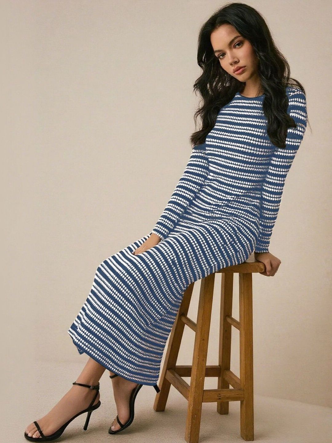 Striped Bodycon Midi Dress