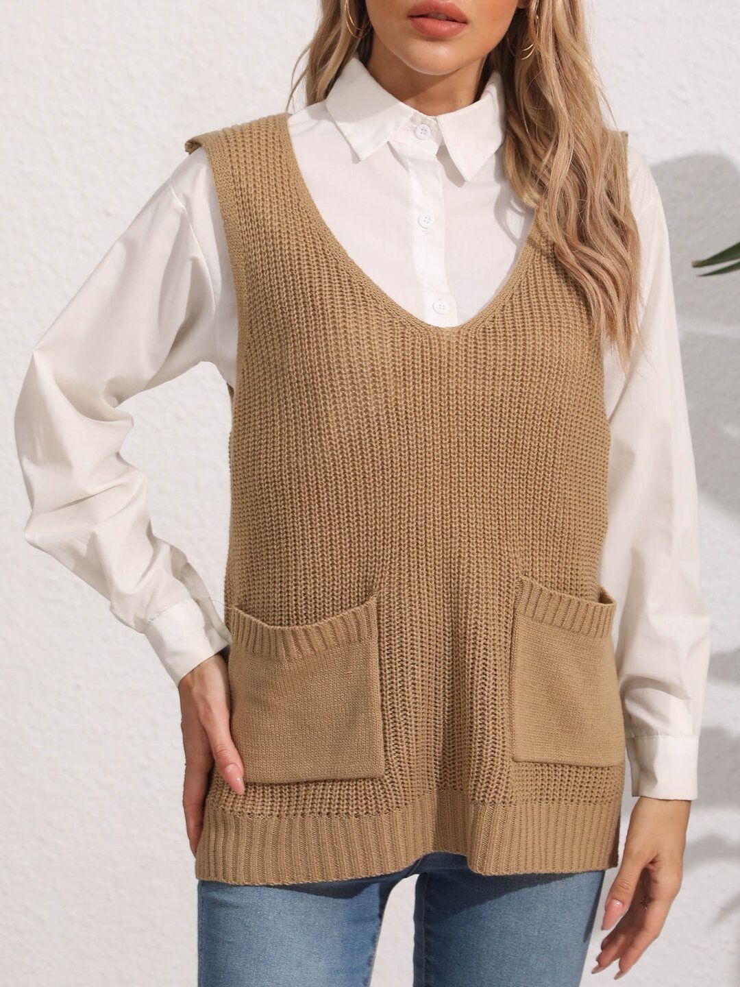Women Ribbed Sweater Vest