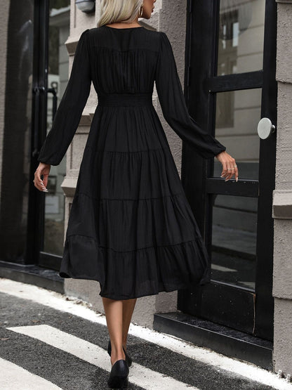 Women's Black Fit & Flare Midi Dress Blend Printed