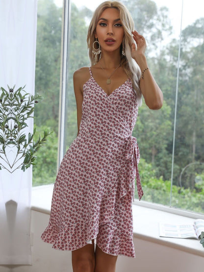 Floral Print Dress in Pink cotton - Nowi Korean Fashion