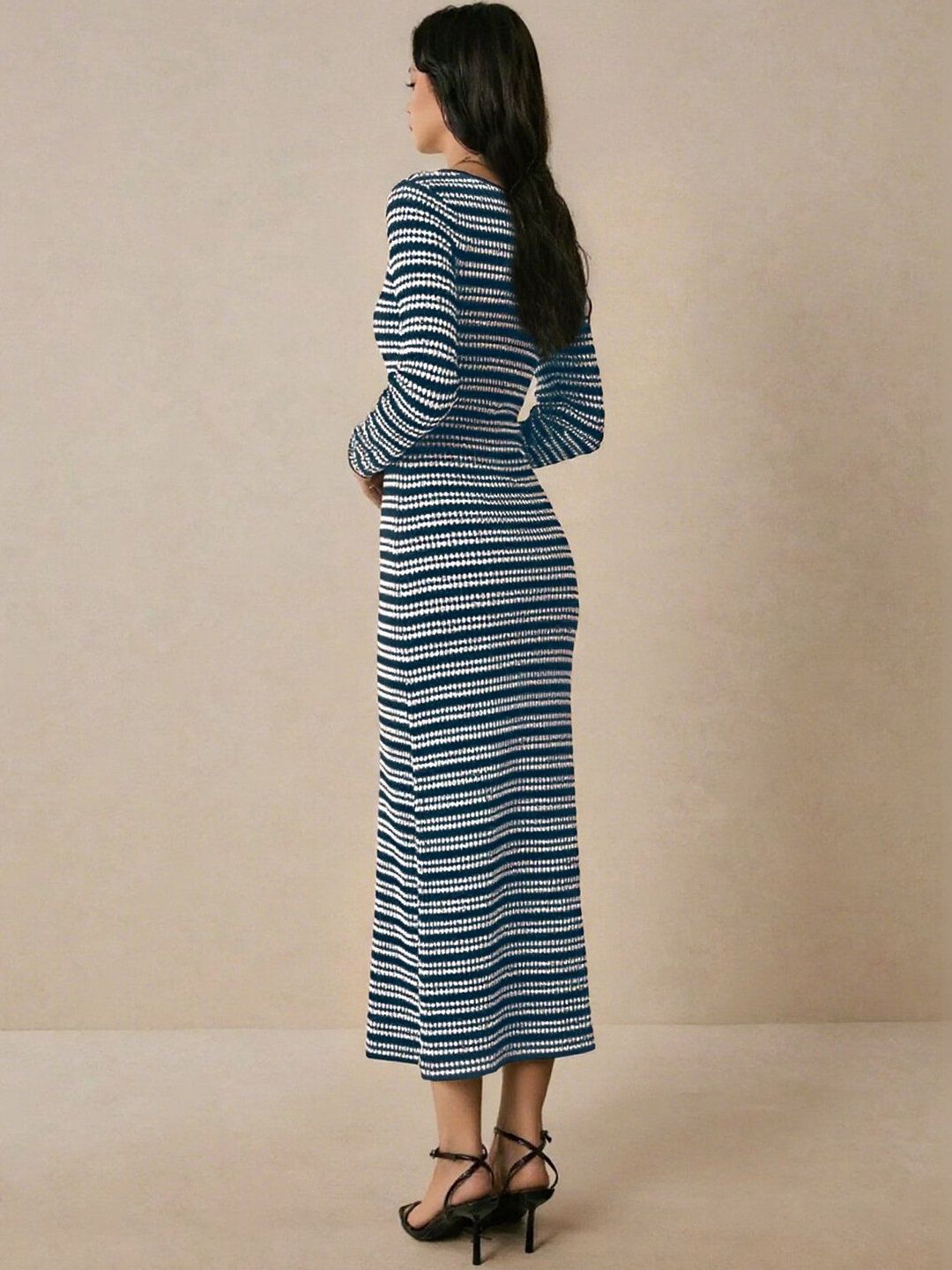Striped Bodycon Midi Dress
