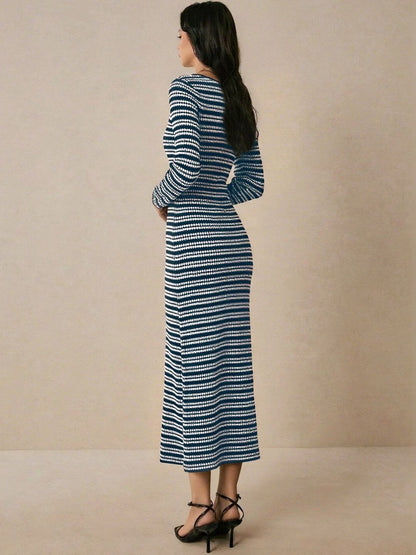 Striped Bodycon Midi Dress
