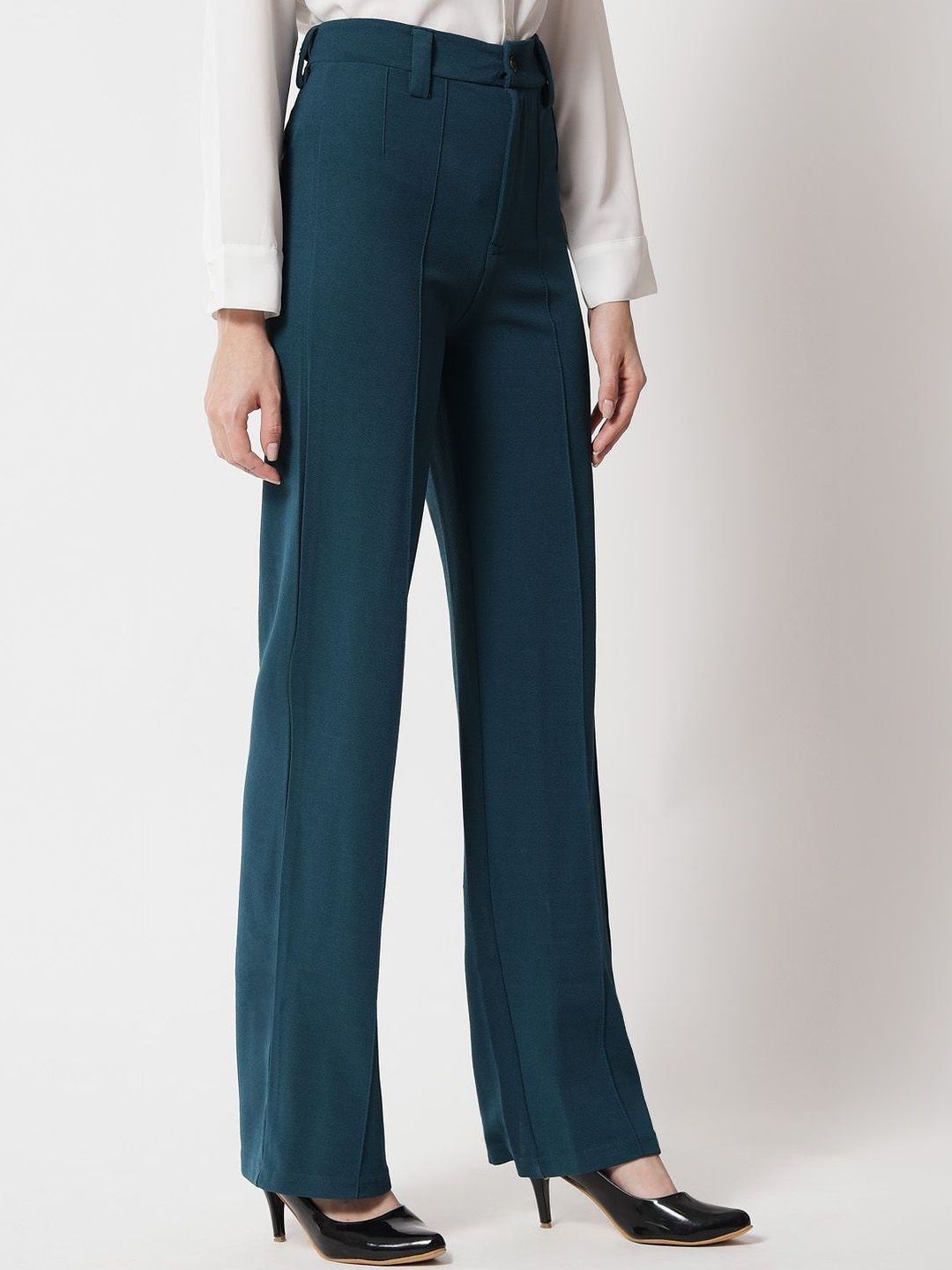 NOWI Women Regular Fit High-Rise Easy Wash Trousers