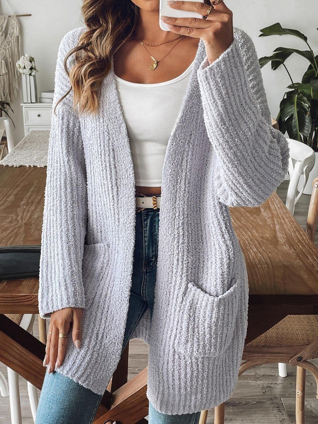 Women Ribbed Cardigan