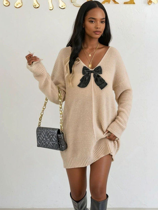 Ribbed Pullover in Beige acrylic Style 635 - Nowi Korean Fashion