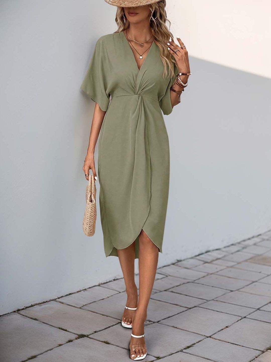 NOWI Kimono Sleeve Midi Dress