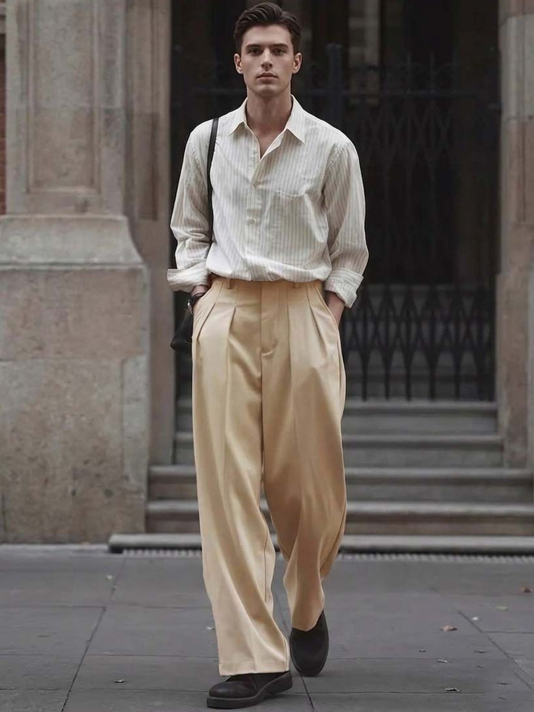 Men Wrinkle Free Pleated Trousers