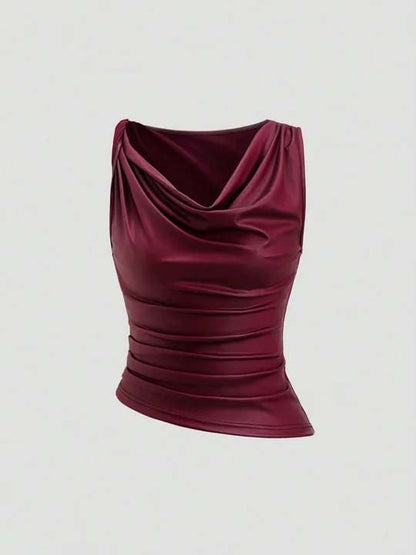 Cowl Neck Sleeveless Cotton Top