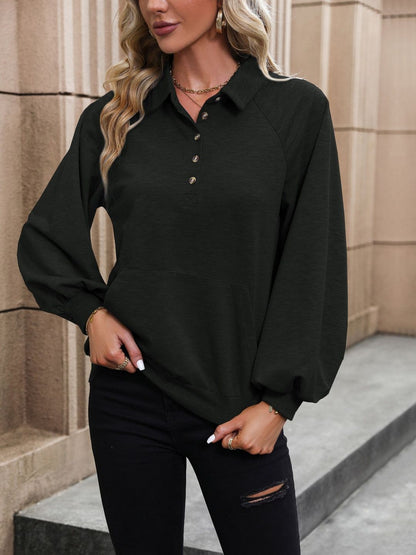 Sweatshirt in Black Cotton Style 269 - Nowi Korean Fashion
