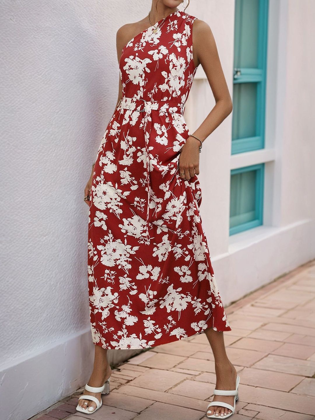 Floral Print A-Line Midi Dress