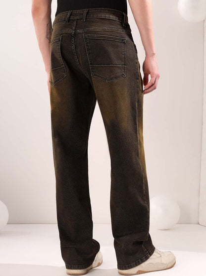 Men Straight Fit Mid-Rise Heavy Fade Jeans