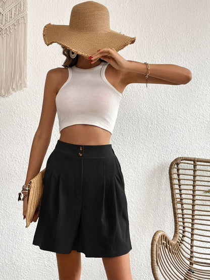 High-Rise Shorts in Black Style 6 - Nowi Korean Fashion