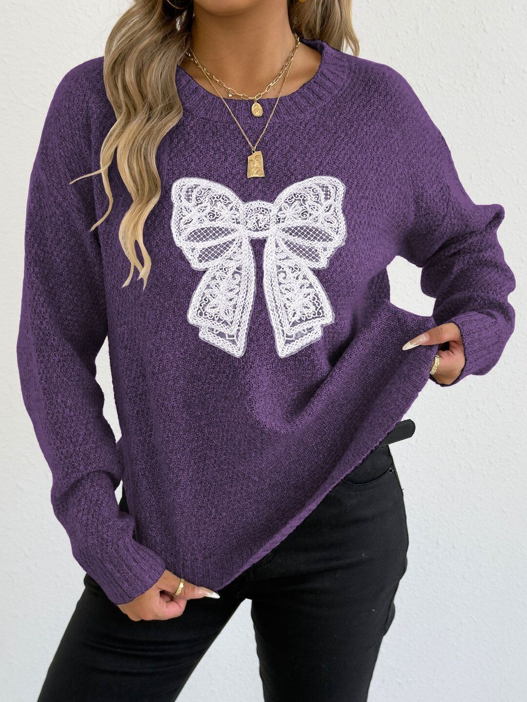 Women Pullover with Applique Detail