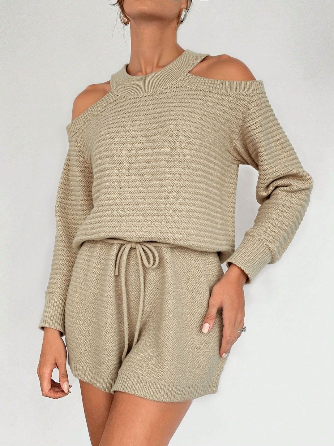 NOWI Cold-Shoulder Fit & Flare Mini Dress