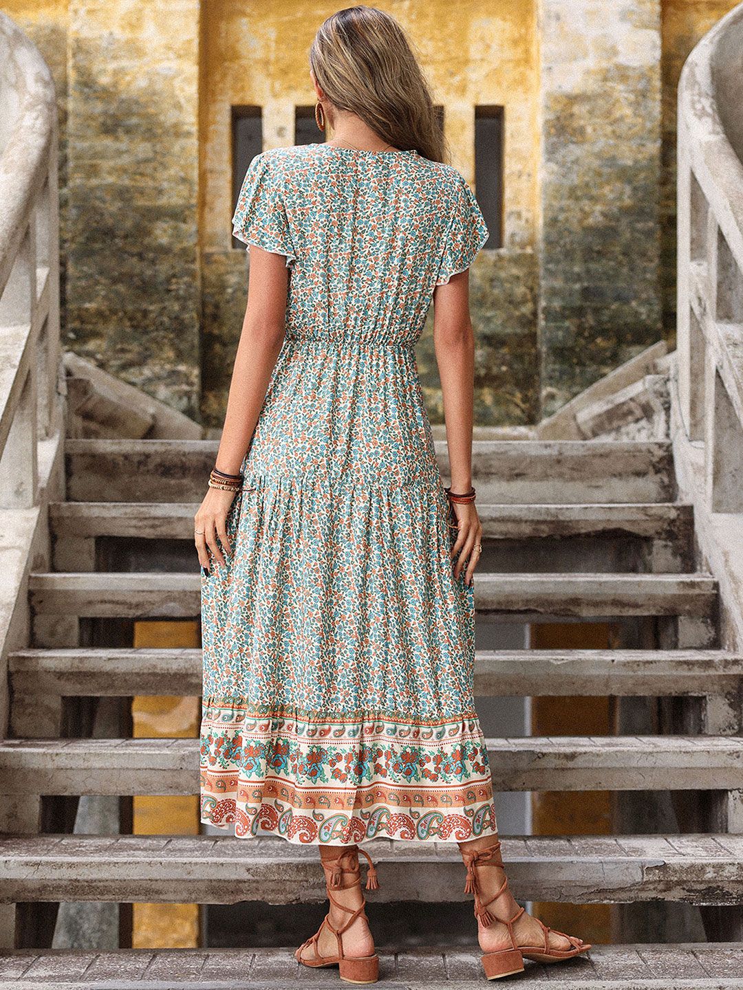 Floral Print A-Line Midi Dress