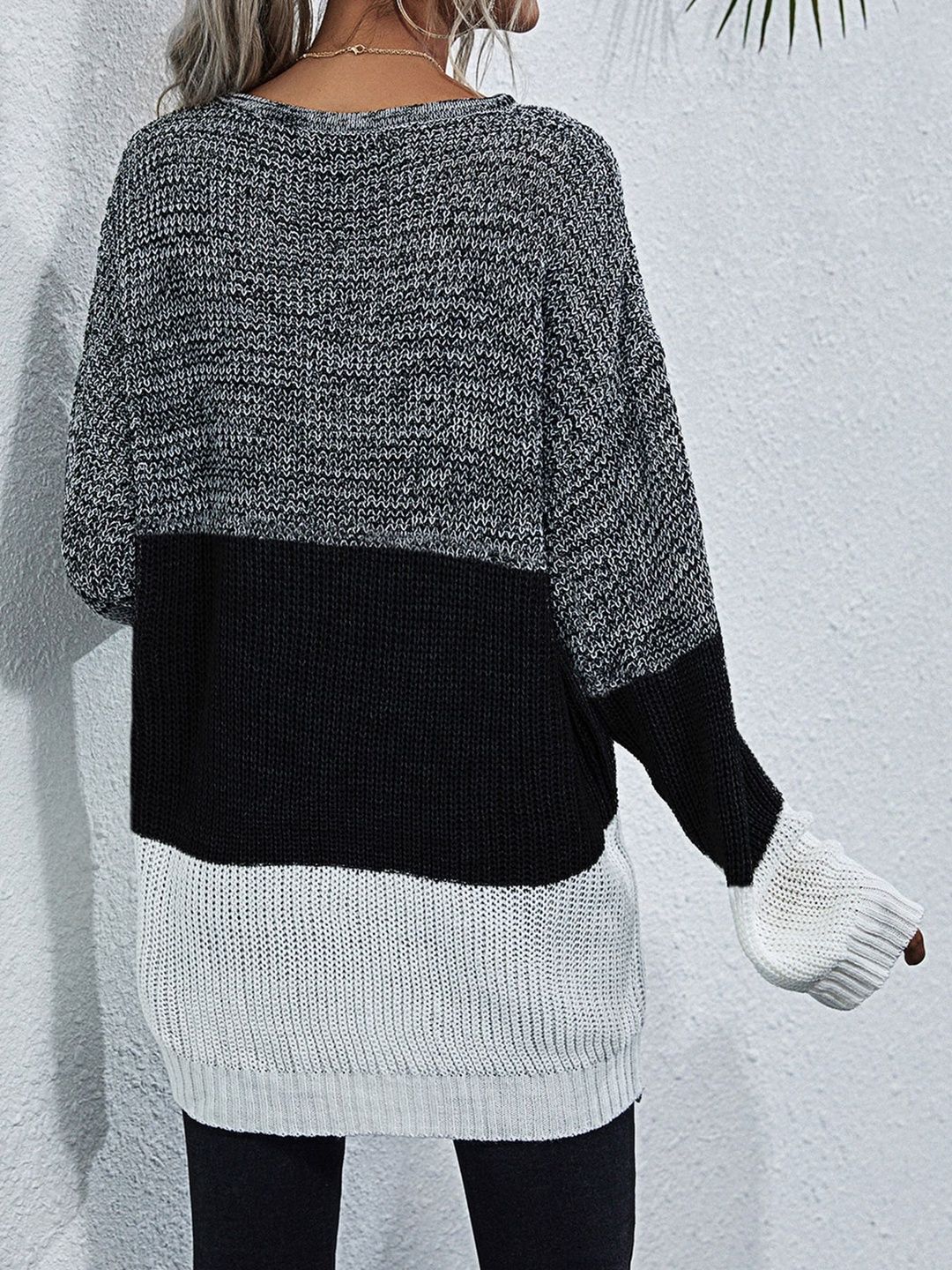 Women's Grey Colourblocked Pullover Blend Printed