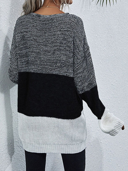 Women's Grey Colourblocked Pullover Blend Printed