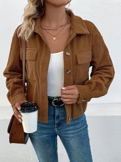 Women Corduroy Open Front Jacket