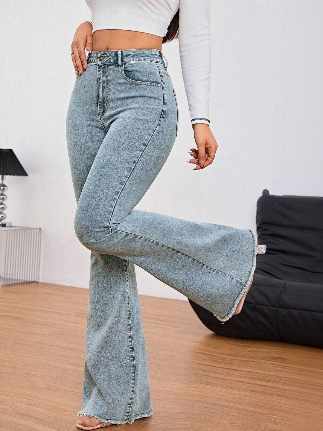 Women Bootcut High-Rise Light Fade Stretchable Jeans