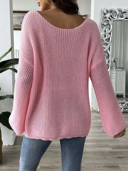 Women Ribbed Pullover with Applique Detail
