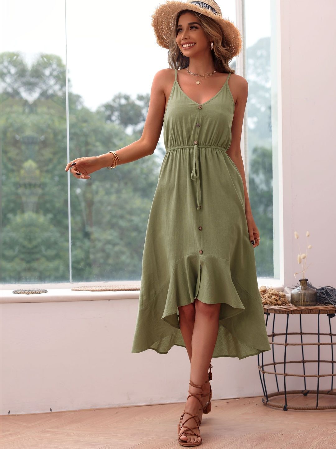 A-Line Midi Dress Style 587 - Nowi Korean Fashion