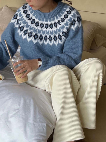 NOWI Round Neck Fair Isle Pullover